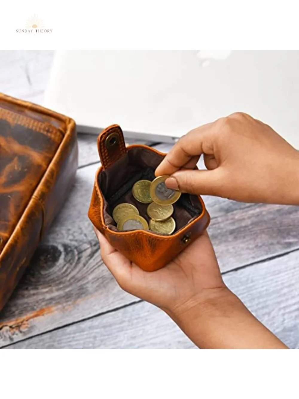 Leather Coin Pouch, Snap Closure Compact Change Holder, Mini Wallet Pack of 2